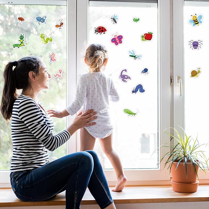 20 PCS Insect Thick Gel Clings Spring Summer Insect Window Gel Clings Decals Stickers for Kids Toddlers and Adults Home Airplane Classroom Nursery Winter Insects Animals Party Supplies Decorations