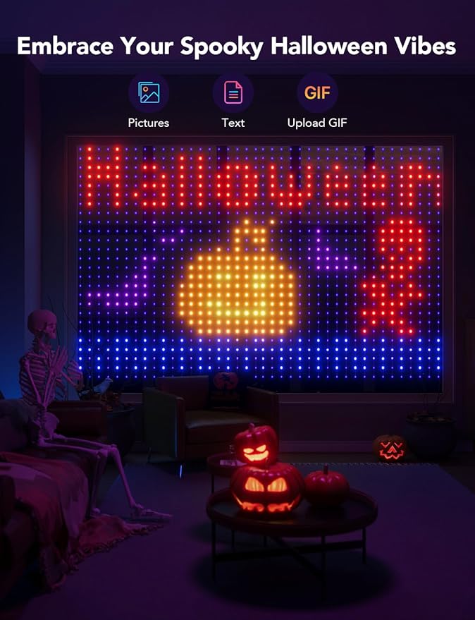 Govee Curtain Lights, Smart LED Color Changing Wall Lights, Dynamic DIY Curtain String Lights for Bedroom Living Room Holiday Decor, Outdoor IP65 Waterproof，4.9x6.6ft, 520 RGBIC LED