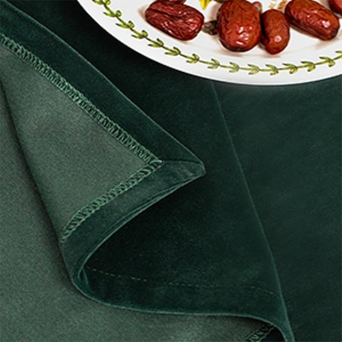 Hunter Green Christmas Tablecloth, Waterproof Spillproof Washable Rectangle Velvet Table Cloth, Plain Weave Fabric Table Cover for Dining, Christmas, Party, Holiday - 70''x 140''
