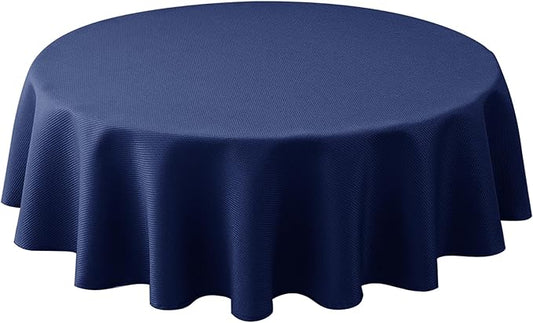Biscaynebay Textured Fabric Round Tablecloths 70", Navy Water Resistant Table Cloth Circle Folding Table Covers for Dining, Kitchen, Wedding, Parties etc Machine Washable