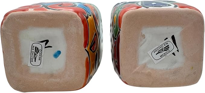 Talavera Planter Pot Square Vase Folk Art Mexican Pottery Handmade Hand Painted Home Decor Indoor Multicolor Outdoor 9.25" (Multi 22)