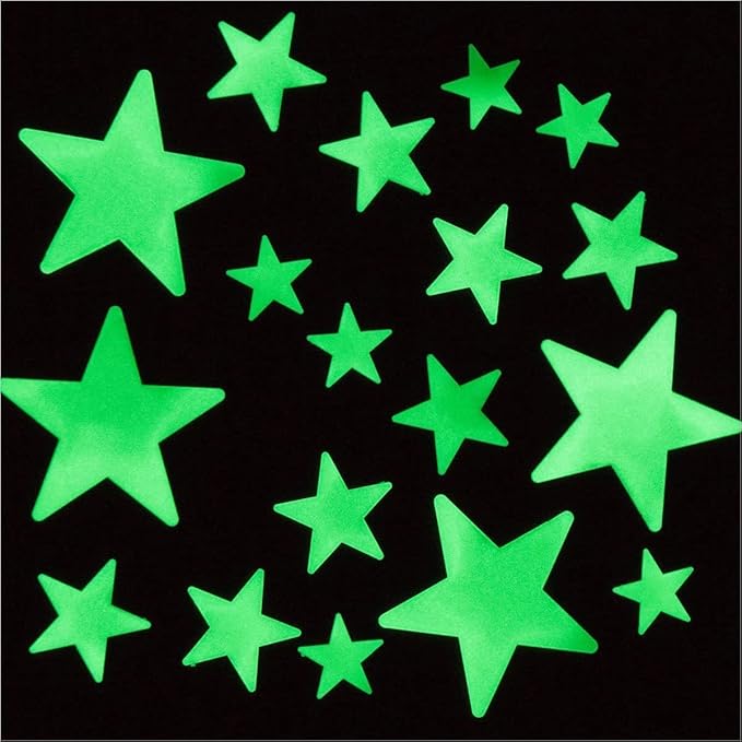 Brite Glow in The Dark Stars for Ceiling Kit - 3 Assorted 3D Plastic Star Stickers - Wall Stickers, Kids Room Decor, Fun Ceiling Decor - Starry Night Boy & Girl Stocking Stuffer Fun