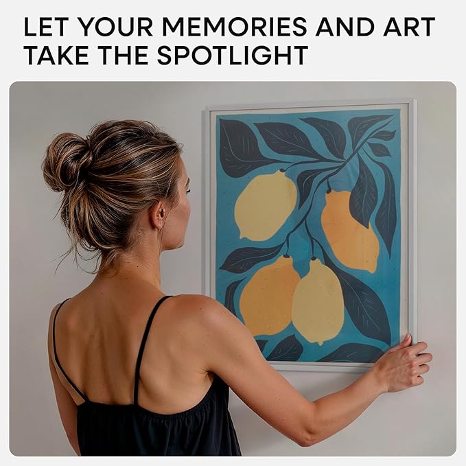 Homeforia 16 x 20 Picture Frame Silver, High End Metal 16 x 20 Frames with Mat 11 by 14 Photo, 16x20 Silver Poster Frame Matted to 11x14 Print, 20x16 Hanging Frames, Tempered Glass, Wall Kit, Set of 1