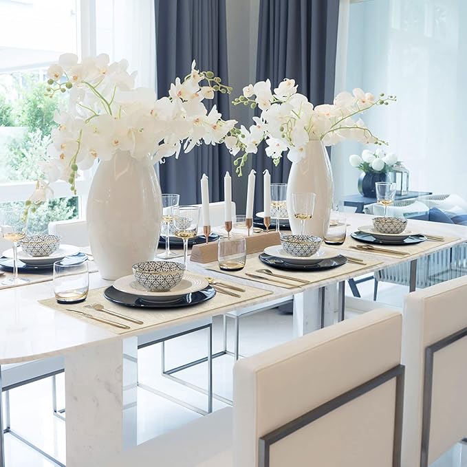 Faux Leather Placemats Set of 6,Heat Resistant Placemats for Dining Table, Easy Clean Non-Slip Place Mats, Waterproof Stain Resistant Wipeable Washable PU Table Mats, (Beige)