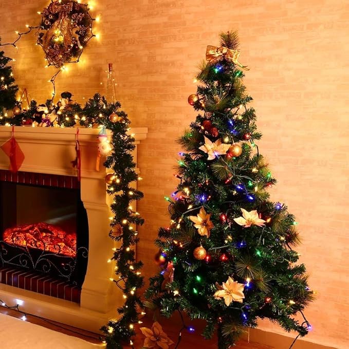 Brizled 4 Pack Color Christmas Lights, 33ft 100 LED Christmas String Lights, 120V UL Certified Multicolor Xmas Tree Light Plugin Mini Xmas Light for Indoor Outdoor Tree Party Home Wedding Decorations