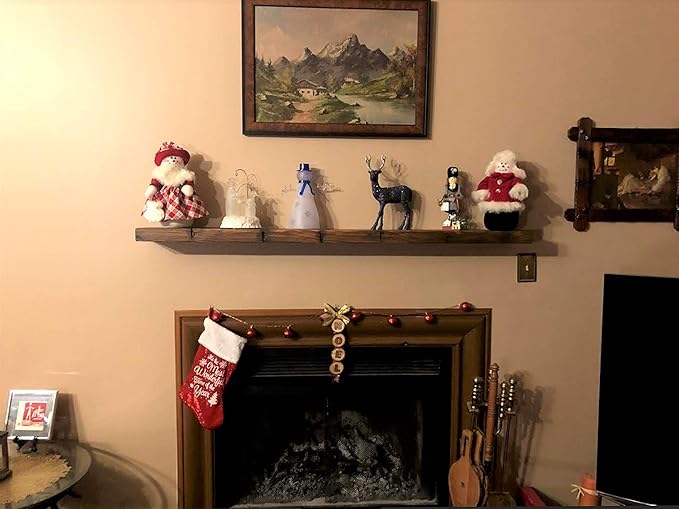 joelsantiques Floating Shelf, Wood Wall Shelf, Natural Wooden Home Decor for Bathroom Kitchen Bedroom, Hanging Mounted Invisible Bracket (Medium Brown, 7" Deep x 72" Wide)