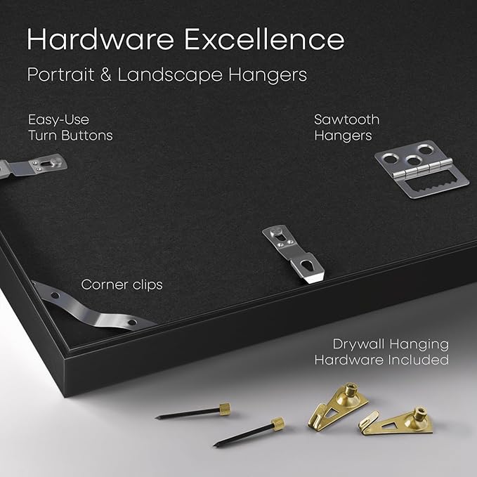 Homeforia 15x18 Diploma Frame Black, High End Metal 15 x 18 Black Certificate Frame with Mat 11 x 14, 18x15 Document Frame Matted to 11x14, Graduation Degree Frames, Tempered Glass, Wall Kit, Set of 1