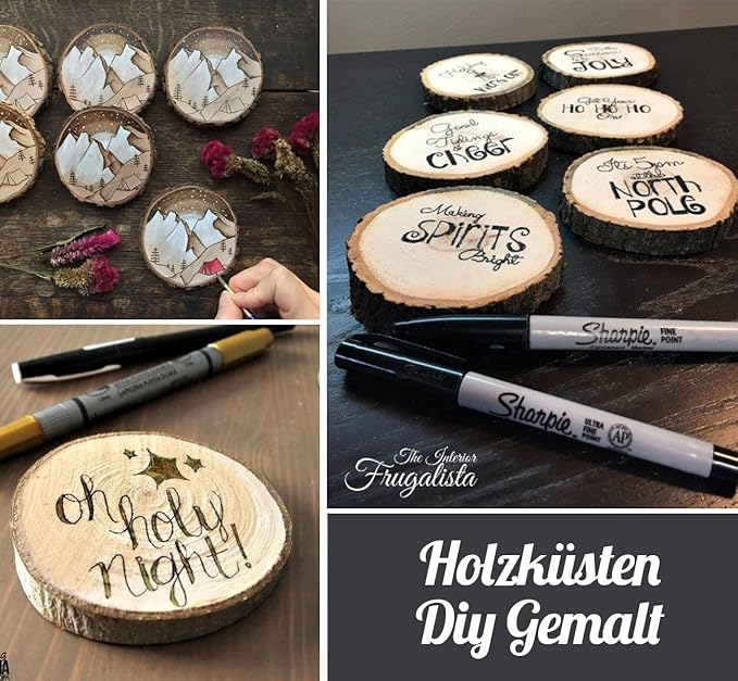 30 Pcs Wood Slices For Crafts, 1.7"-2.3” Pre-Drilled Holes Wood Rounds, 66 Feet Twine String, Wooden Circles For Crafts Burning Painting Diy Crafts Christmas Wedding Party Wedding Decor Party