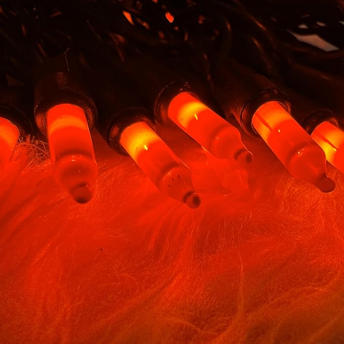 HISHINY Orange Halloween Lights,100 Count Incandescent Lights String with Black Wire,Ideal Outdoor Indoor Halloween Decorations Lights for Patio Home Party,UL Certified (21feet)