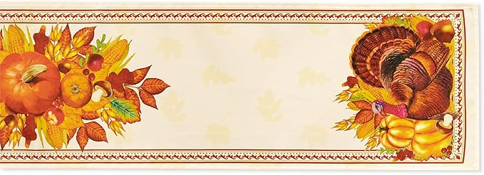 YiHomer Fall Thanksgiving Tabletop Collection for Kitchen Dining Decoration Parties Harvest, Harvest Party, Table Runner, 14 x 108