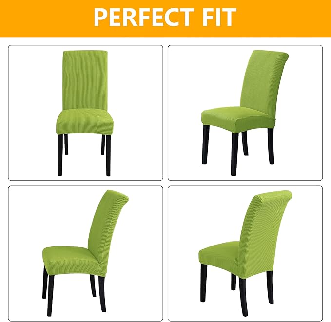 Howhic Stretch Chair Covers for Dining Room Set of 8, Removable Washable Dining Room Chair Covers, Dining Chair Slipcovers Seat Protector, Great Decor for Home and Banquet (Apple Green, 8 Pack)