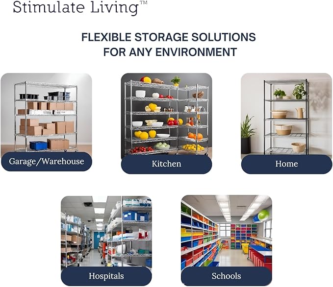 60"x24"x72" PRIME HEAVY DUTY Black 4-Tier Wire Shelving NSF 2400 LBS MAX Capacity Storage Rack for Commercial, School, Home, Garage, Warehouse, Industrial, and Hospital Uses (with Wheels)