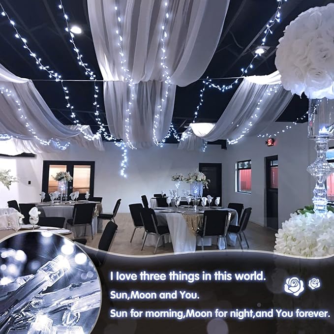 JMEXSUSS White Battery Operated String Lights Outdoor Waterproof, 33ft 100 LED Battery Power Christmas Lights Indoor, 8 Modes Twinkle Fairy Mini Light with Remote for Wedding Bedroom Tree