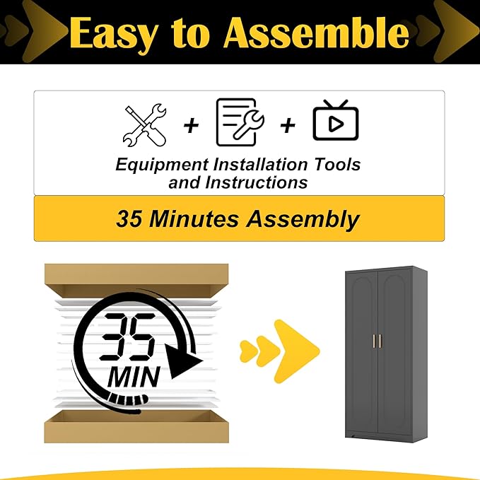 Metal Tall Black Cabinet, 71' Pantry Cabinet with Doors and 4 Adjustable Shelves, for Pantry, Laundry Room, Living Room, Dining Room