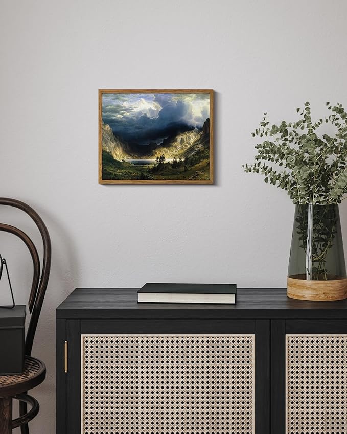 VIYYIEA Framed Canvas Wall Art Home Decor Landscape Wall Art for Living Room Vintage Natural Oil Painting Picture Beautiful Scenery Office Decor Bedroom Wall Decor -Rocky Mountain 9x11in