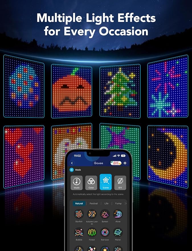 Govee Curtain Lights, Smart LED Color Changing Wall Lights, Dynamic DIY Curtain String Lights for Bedroom Living Room Holiday Decor, Outdoor IP65 Waterproof，4.9x6.6ft, 520 RGBIC LED