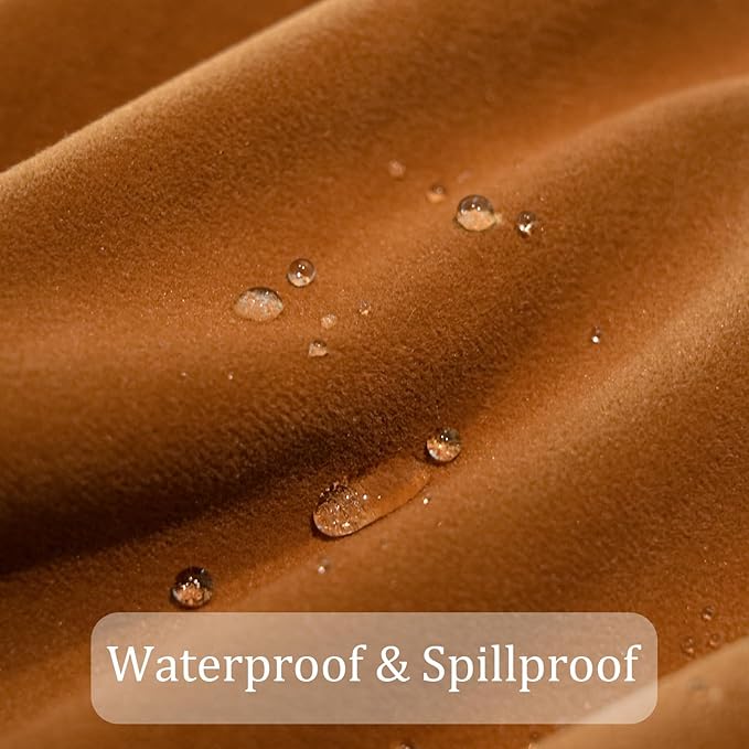 Velvet Fall Tablecloth 60'' x 84'', Waterproof Washable Rectangle Table Cloth, Durable Farmhouse Table Cover for Dining Thanksgiving Wedding Party- Caramel