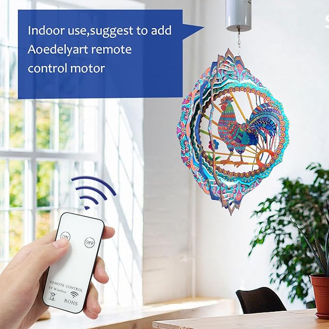 Rooster Wind Spinner for Yard and Garden,12in Wind Spinners Outdoor Rooster Gifts,Chicken Gifts for Women Mother Grandma Wife Men Father,Garden Decor Metal Hanging Yard Art Wind Sculpture