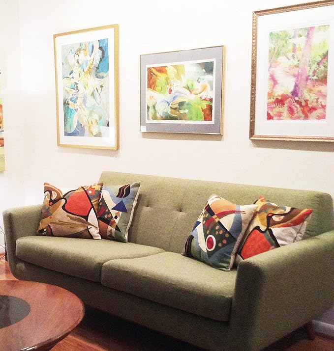 Kandinsky Modern Pillow Cover - Flow Orange Abstract Pillowcase Farmhouse Chair Cushion Contemporary Outdoor Pillowsham Couch Cushion Handmade Wool Size 18x18