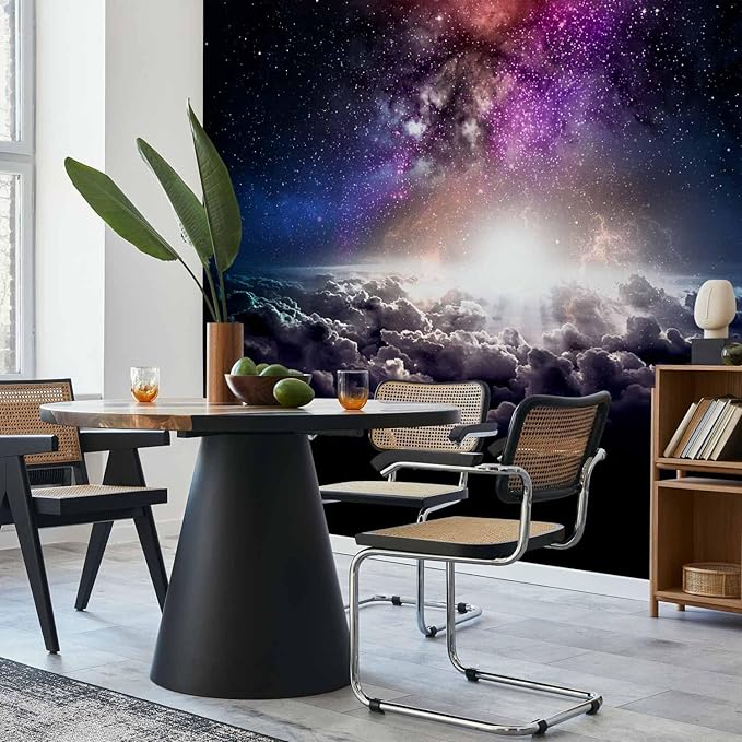 artgeist Wall Mural Galaxy 173x124 in - Peel and Stick Self-Adhesive Wallpaper Removable Large Sticker Foil Wall Decor Print Design Mural Cosmos Sky Star Cloud Purple i-A-10009-a-a