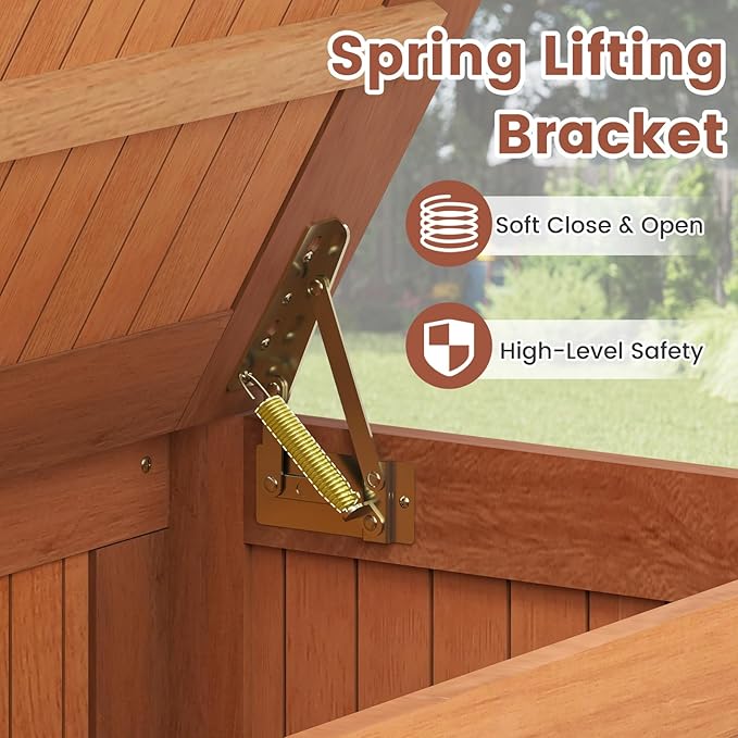 Tangkula 58 Gallon Wood Deck Box, 3-in-1 Patio Storage Bench Stool w/Flip Top for Cushions, Pool Supplies, Gardening Tools, Outdoor Container Chest for Garden, Backyard, Poolside