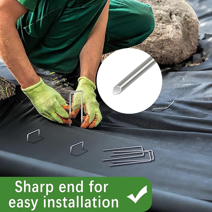 500 Pack Landscape Staples 6 Inch 11 Gauge Garden Stakes Galvanized Garden Staples Pins Anti-Rust Ground Stakes for Weed Barrier, Irrigation Tubing, Yard Lawn and Landscape Fabric