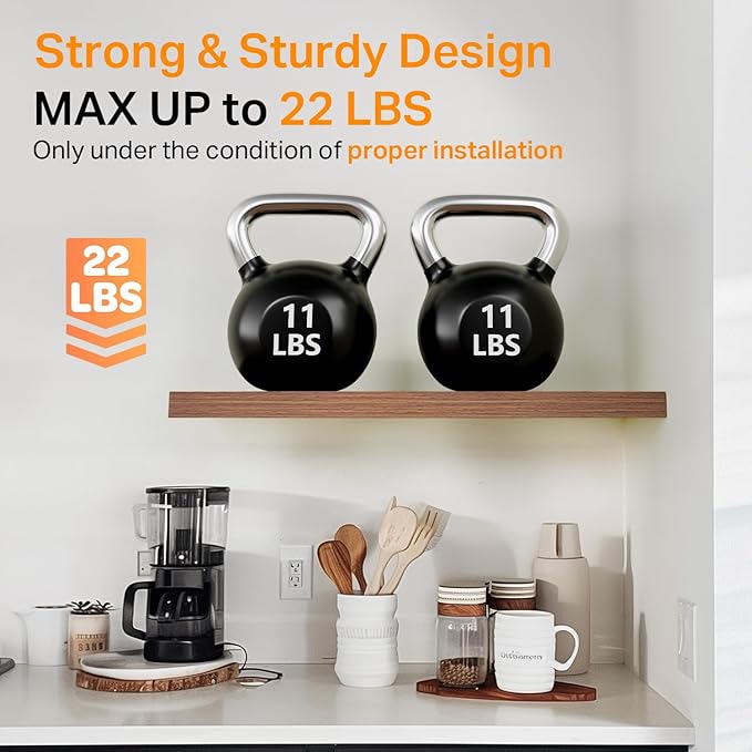 BAYKA Floating Shelves for Wall, Wall Mounted Rustic Wood Shelves for Bathroom, Bedroom, Living Room, Kitchen,Small Hanging Shelf for Books/Storage/Room Decor (Walnut-Like, Set of 3, 15.7in)