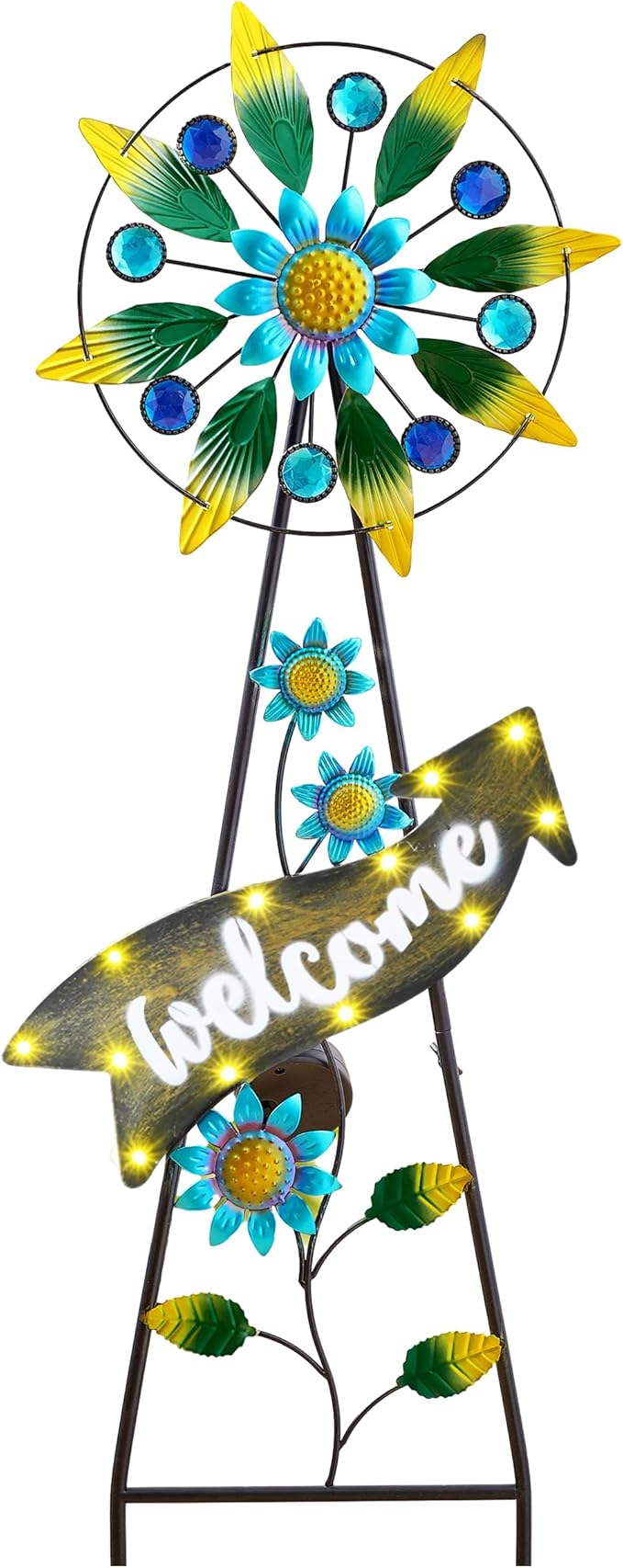TERESA'S COLLECTIONS Hummingbird Garden Solar Stake, Wind Spinner Yard Art Sign for Outdoor Decor, Metal Purple Floral Windmill Decorative Garden Stake for Lawn Ornaments, Gifts for Mom, 36''