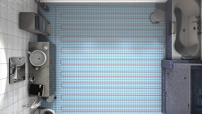 All-in-one Electric Radiant Floor Heating Kit 55 Sq Ft 240V with 2855301 Thermo Connect WiFi Programmable Thermostat, Heat Uncoupling Membrane, Underfloor Heat Cable, Safe Installation Tools