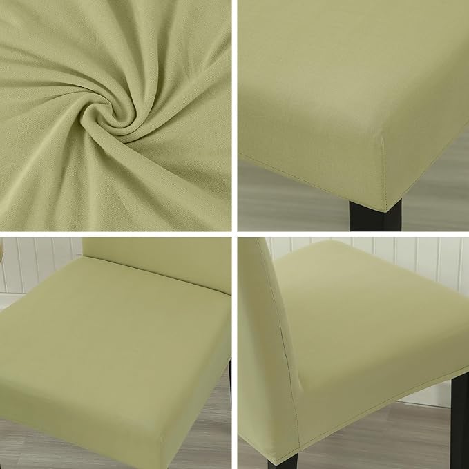 JQinHome Sage Green Chair Covers for Dining Room Set of 6, High Stretch Removable Washable Parsons Chair Slipcover for Home Party Hotel Wedding Ceremony (6PCS,Sage Green)