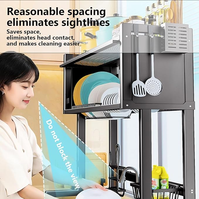 Home Furnishing Over The Sink Dish Drainer Drying Rack 3 Tier Over Sink Dish Rack for,oversink Dish Dry Rack,Space Saving Dish Drying Rack,Kitchen Sink Organizer countertop(White,85cm/33.5in)