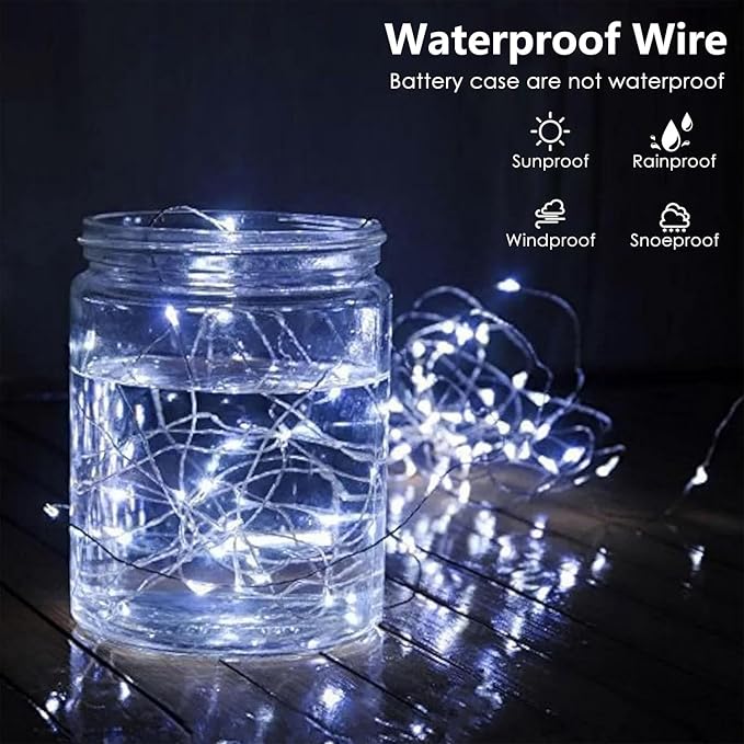 6-Pack Fairy Lights Battery Operated with Timer, Waterproof 16FT 50 LED String Lights Indoor Outdoor, Cuttable Starry Fairy Lights for Christmas Home Bedroom Wedding DIY Centerpiece Decor (Cool White)