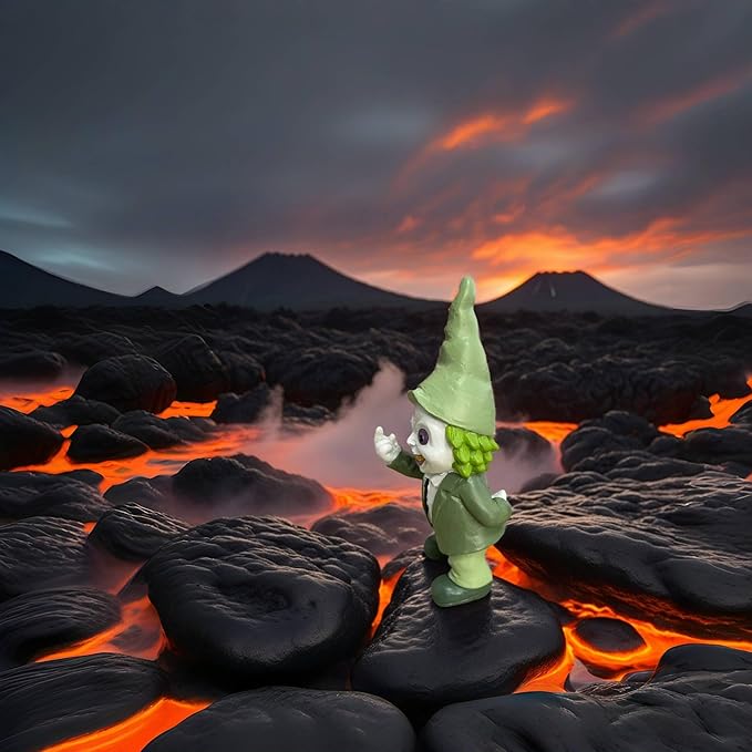 Middle Finger Decor Statue Horror Movie Gnome Creepy Outdoor Halloween Decor, Resin Garden Dwarf Sculpture for Haunted House Lawn Decoration (5.5in, Green)