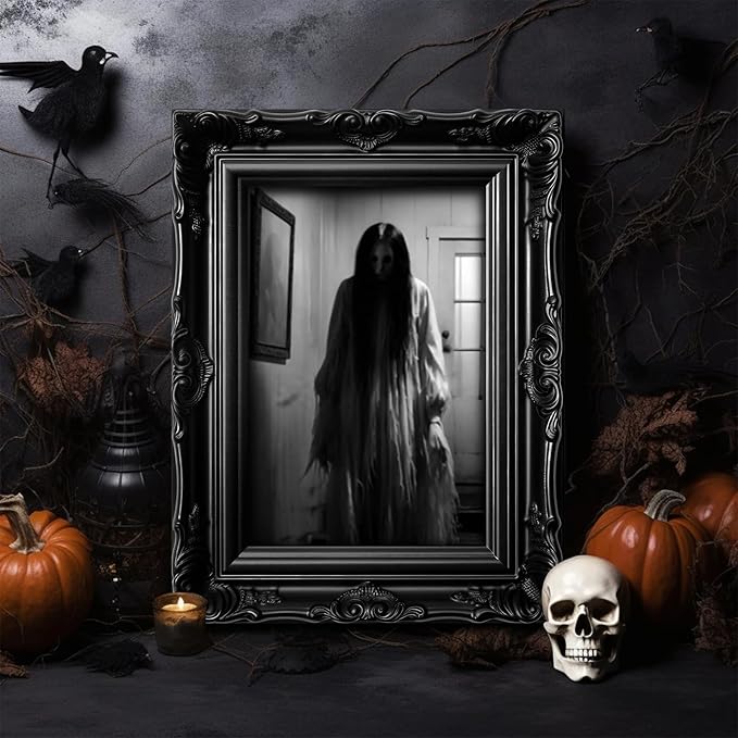 15 Halloween Gothic Creepy Skull Photos Haunted Horror Picture Frame, Waterproof Durable, with 80pcs Self Adhesive Dots Photo Decoration For Haunted Family Castle Masquerade Party 2025 Black