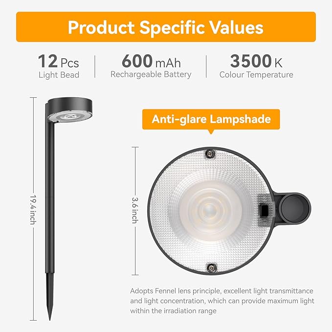 12 Pack Solar Pathway Lights Outdoor, 12 Brighter LED Solar Lights Outdoor Waterproof, Up to 12 Hrs Modern Solar Powered Path Light for Yard Garden Walkway Driveway