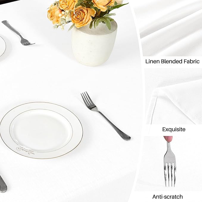 IVAPUPU Textured Linen Table Cloth for Rectangle Table - Waterproof Fabric Tablecloth Rectangular Wrinkle Free Wipeable Dining Cover for Wedding/Birthday/Party Decor, 52 x 70 Inch