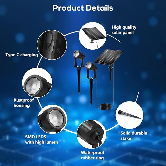 ZYAN Solar Landscape Spotlights Outdoor Waterproof IP65, Bright Solar Powered Garden Yard Spot Lights for Outside Plant, Tree, Pathway, Auto On/Off Wall Lights for Walkway, Patio, Lawn-8 Pack