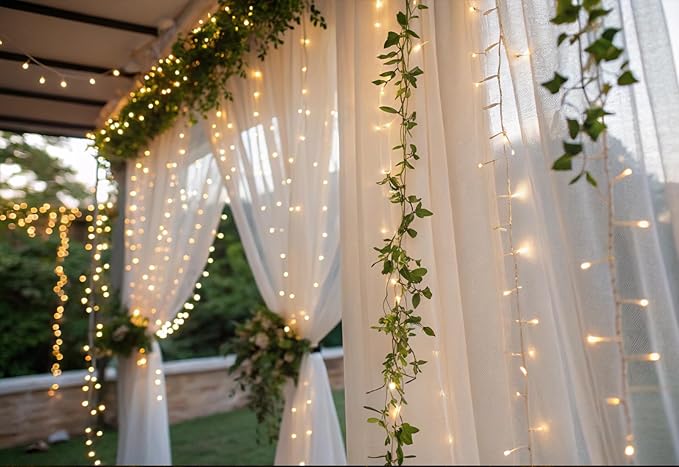 Solhice LED Curtain Lights Outdoor 30ft x10ft, 720 LED Plug in Hanging String Lights Indoor, Twinkle Light Backdrop for Outside Backyard Wedding Bedroom Décor, Warm White (Not Connectable)