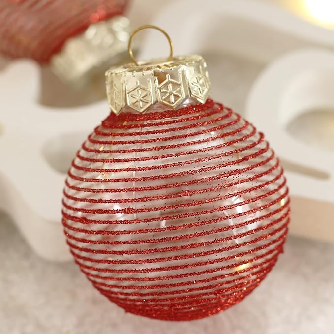 25PCS Christmas Ornaments Set, 2.36"/6CM Clear Plastic Shatterproof Christmas Ball Hanging Ornaments for Xmas Tree Decorations, for Indoor Home Party Holiday Decor - Red/Gold.