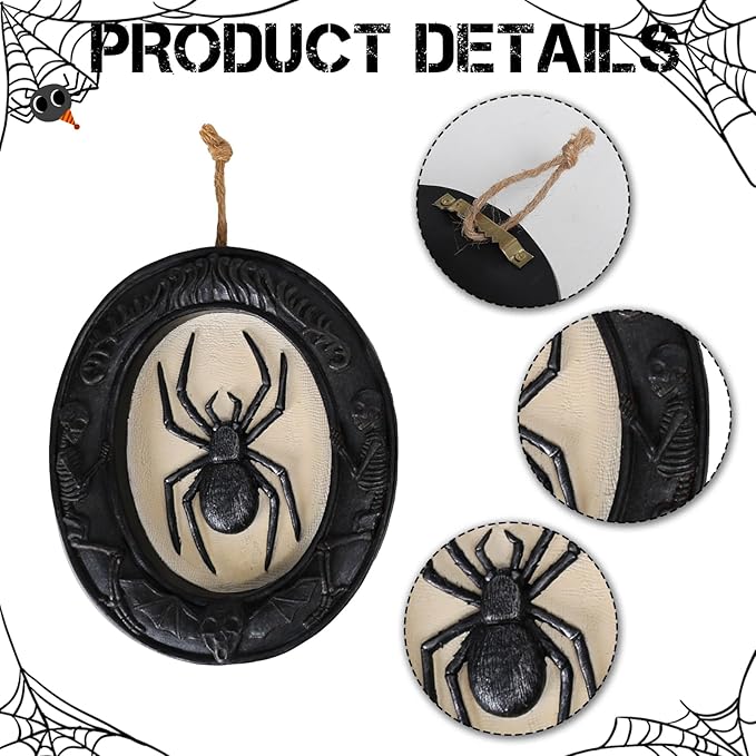 Ovewios Halloween Wall Art Decorations, Retro Gothic Framed Spooky Hanging Decor, Pack of 3 Resin Black Animal Head Wall Sculptures for Indoor Halloween Party Home Decorations