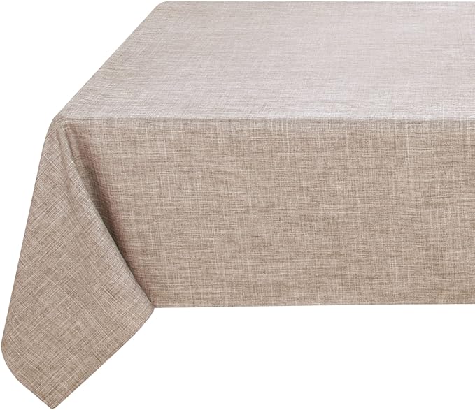 Fitable Faux Linen Tablecloth Rectangle Wrinkle Resistant Fabric Neutral Table Cloth, Indoor Outdoor Table Cover for Kitchen Dining, Birthday Party, Farmhouse (Nature, 54 x 78 Inch)