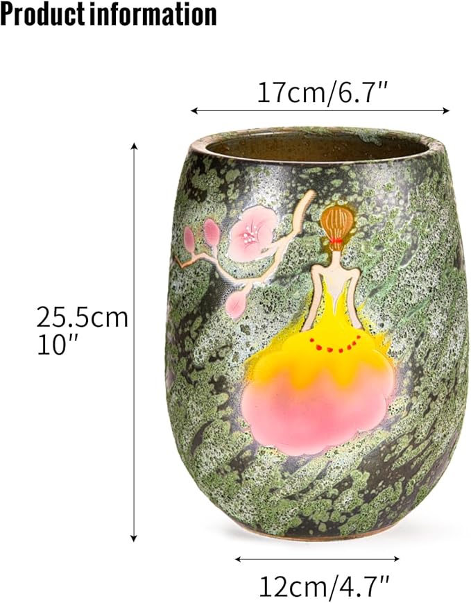 Sungmor 10.6 Inch Ceramic Succulent Plant Pot with Drainage Hole, Hand Painted Flower Pots for Plants, Unique Texture Decorative Planter for Indoor and Outdoor, Pottery Vase for Home Office Decor