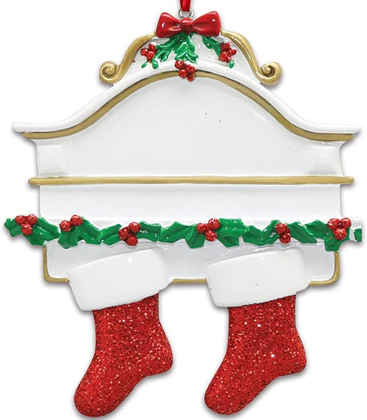 3D Personalized Our First Christmas Ornament 2025 Fireplace Couple Ornaments Mantle Couples Ornament 2025 Family of 2 Stockings Unique for a Couple Ornaments Couples Unique Gifts