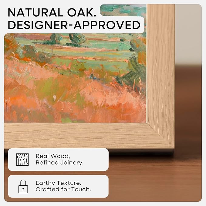 Homeforia 12x12 Light Wood Frame, High End Natural Oak 12 x 12 Square Picture Frames with Mat 10 by 10 inch Photo, 12by12 Wooden Poster Frames Matted to 10x10 Print, Tempered Glass, Wall Kit, Set of 1