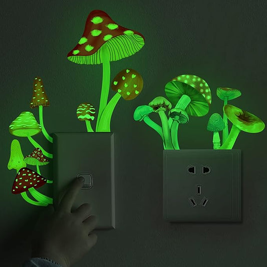 Luminous Window Wall Decals Switch Sticker Decoration Stickers for Home Office School Mushroom