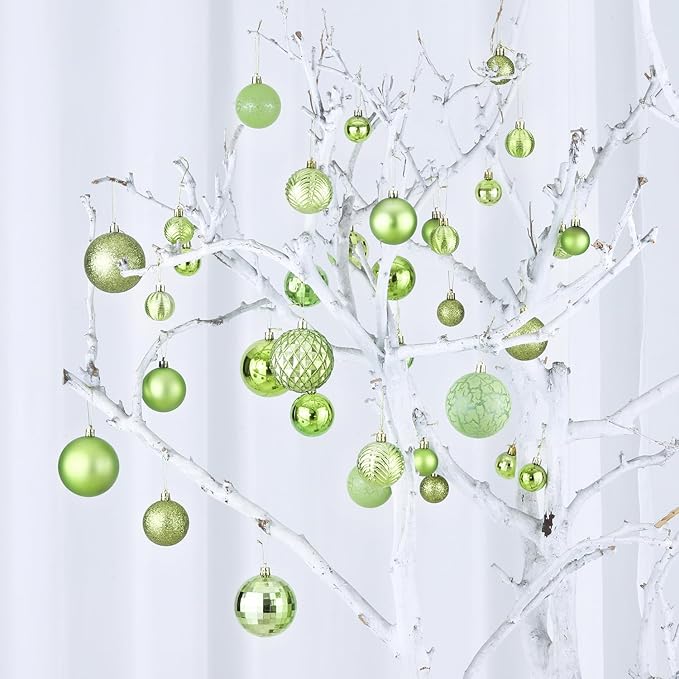 LANGXUN 36pcs Light Green Christmas Tree Decorations Balls, Bolas De Navidad, 2025 Christmas Decor, Indoor Outdoor Shatterproof Christmas Ornaments, Xmars Party Wedding Suppiles