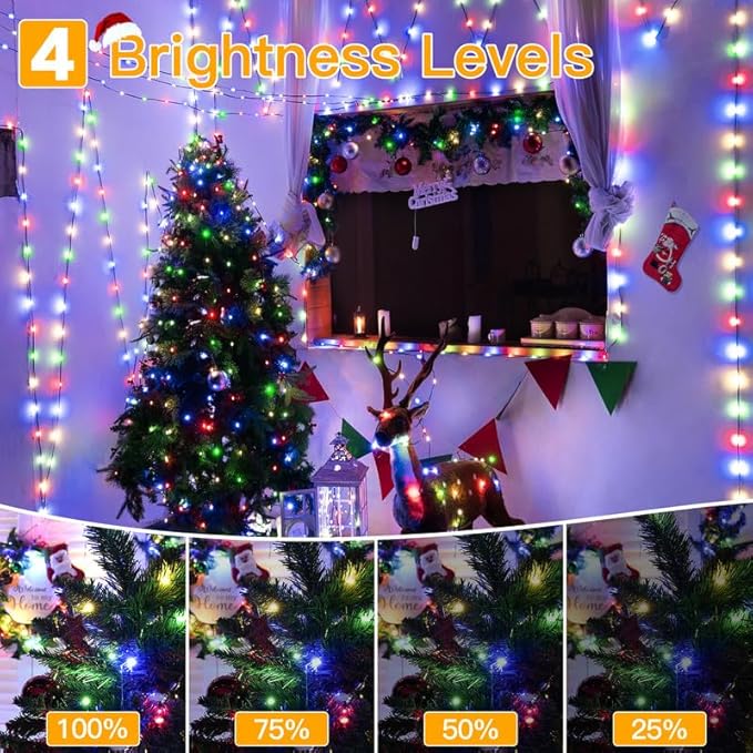 Ollny Christmas Lights 262 FT 800 LED IP67 Waterproof, Color Changing Christmas Lights Outdoor with Remote, 11 Modes Dimmable Timer Warm White to Multicolored Changeable String Lights for House Decor