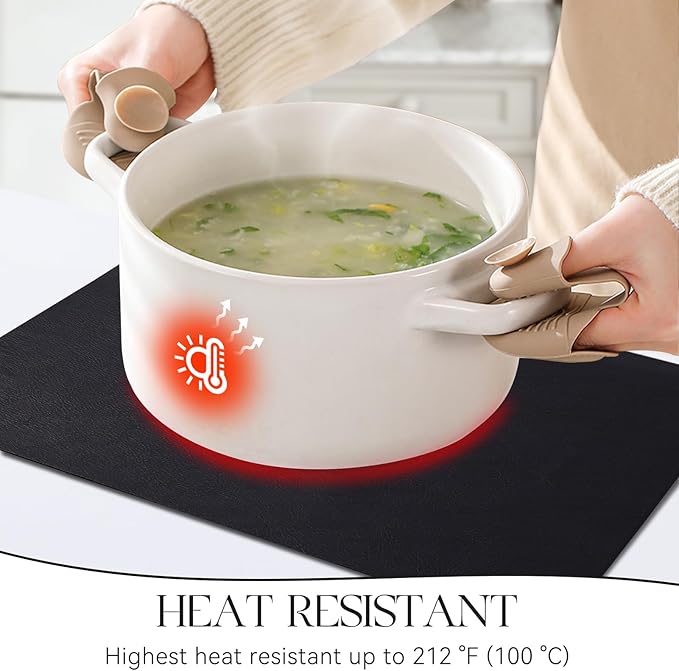 MOSAYT Vinyl Placemats Set of 12-12 X 17 Inch - Faux Leather 100% Waterproof Oil-Proof Wipeable PU Place Mats, Heat Resistant Reversible Table Mats for Kitchen, Dining, Outdoor (Black)