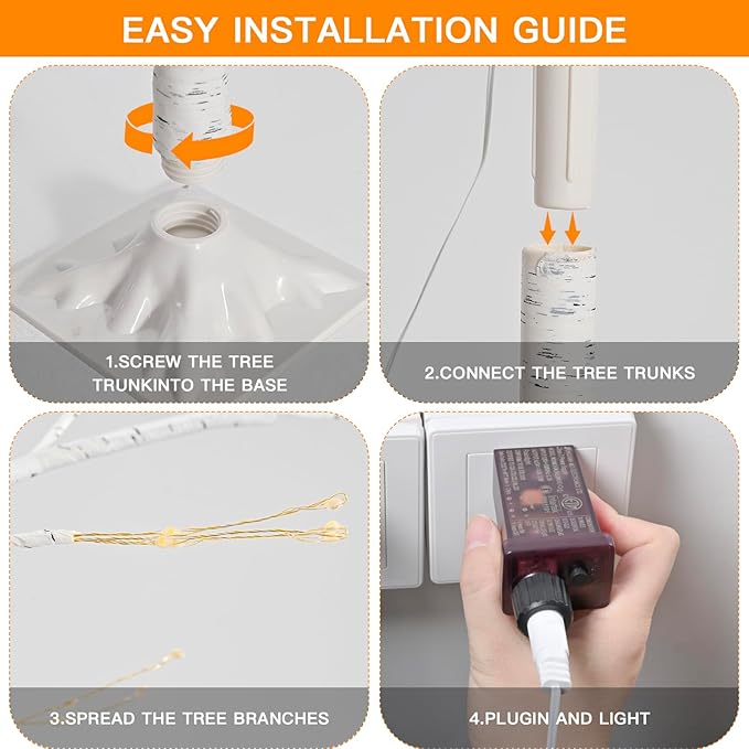 288 LED Birch Tree Lighted with Remote Control, Electric Plug in DIY Artificial Tree Lights, Fairy Spirit Tree lamp for Home Bedroom Christmas Party Indoor Decor Lights (Warm White)