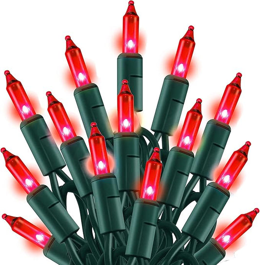 TW SHINE Red Christmas Lights, 20FT 100 Count Incandescent Christmas Mini Tree String Lights, Waterproof Christmas Decorations for Outdoor Indoor Xmas Patio Home Party Garden Yard Decor